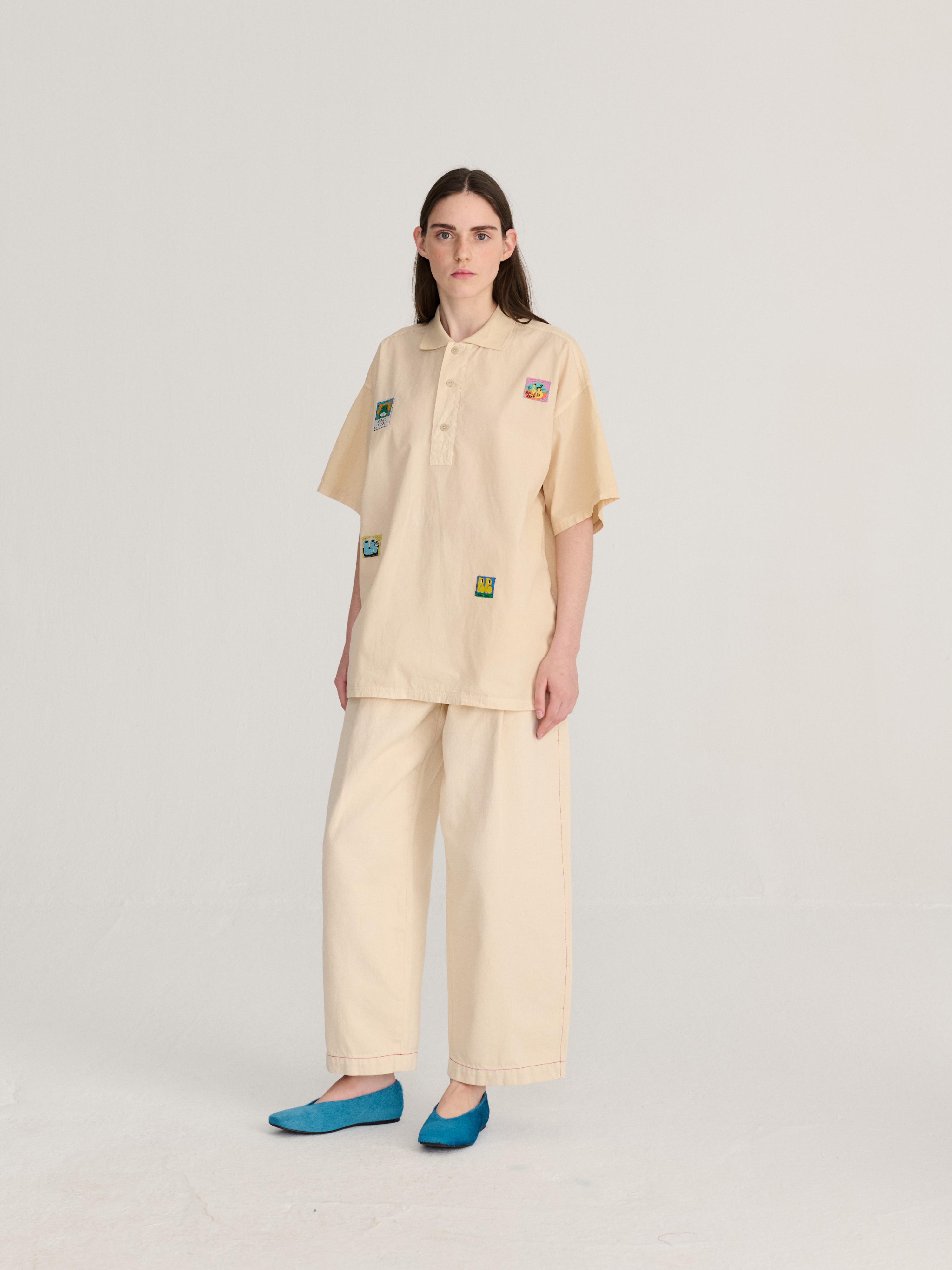 Bobo Choses Labelled Oversized Polo Shirt Damen off white weiß